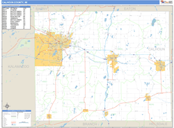 Calhoun County, MI Zip Code Wall Map Basic Style by MarketMAPS