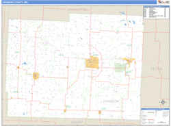 Johnson County, MO Wall Map Basic Style by MarketMAPS