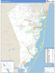 Ocean County, NJ Zip Code Wall Map Basic Style by MarketMAPS