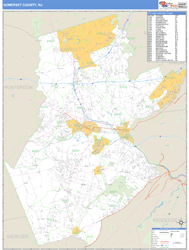 Somerset County, NJ Zip Code Wall Map Basic Style by MarketMAPS