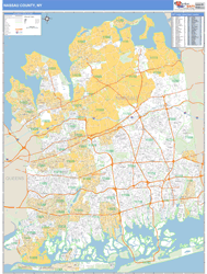 Nassau County, NY Zip Code Wall Map Basic Style by MarketMAPS