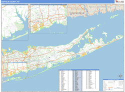 Suffolk County, NY Zip Code Wall Map Basic Style by MarketMAPS