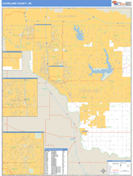 Cleveland County, OK Wall Map Basic Style by MarketMAPS