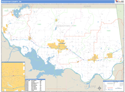 Sequoyah County, OK Wall Map Basic Style by MarketMAPS