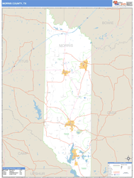 Morris County, TX Zip Code Wall Map Basic Style by MarketMAPS