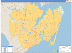 Hampton County, VA Zip Code Wall Map Basic Style by MarketMAPS