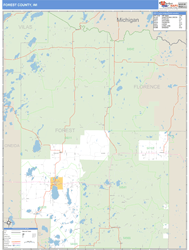 Forest County, WI Wall Map Basic Style by MarketMAPS