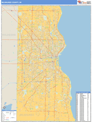 Milwaukee County, WI Zip Code Wall Map Basic Style by MarketMAPS