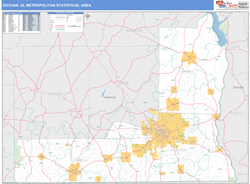 Dothan, AL Metro Area Zip Code Wall Map Basic Style by MarketMAPS