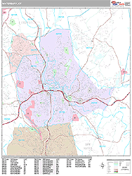 Waterbury Connecticut Zip Code Wall Map (Premium Style) by MarketMAPS