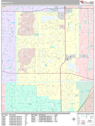 Margate Florida Zip Code Wall Map (Premium Style) by MarketMAPS