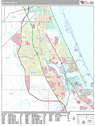 Port St. Lucie Florida Wall Map (Premium Style) by MarketMAPS