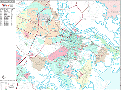 Savannah Georgia Zip Code Wall Map (Premium Style) by MarketMAPS