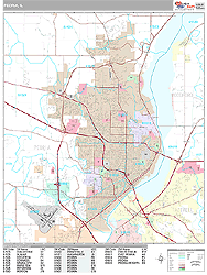 Peoria Illinois Wall Map (Premium Style) by MarketMAPS