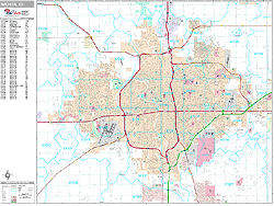 Wichita Kansas Wall Map (Premium Style) by MarketMAPS