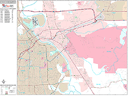 Bossier City Louisiana Wall Map (Premium Style) by MarketMAPS