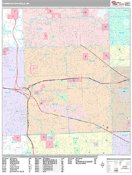 Farmington Hills Michigan Zip Code Wall Map (Premium Style) by MarketMAPS