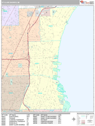 St. Clair Shores Michigan Zip Code Wall Map (Premium Style) by MarketMAPS