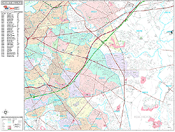 Cherry Hill New Jersey Zip Code Wall Map (Premium Style) by MarketMAPS