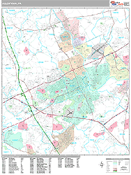 Allentown Pennsylvania Wall Map (Premium Style) by MarketMAPS