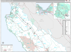 Monterey County, CA Zip Code Wall Map Premium Style by MarketMAPS