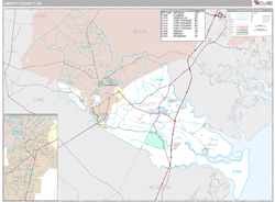 Liberty County, GA Zip Code Wall Map Premium Style by MarketMAPS