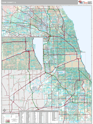 Cook County, IL Wall Map Premium Style by MarketMAPS