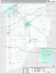 La Porte County, IN Wall Map Premium Style by MarketMAPS