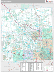 Oakland County, MI Wall Map Premium Style by MarketMAPS