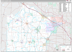 Wright County, MN Zip Code Wall Map Premium Style by MarketMAPS