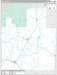 Texas County, MO Zip Code Wall Map Premium Style by MarketMAPS