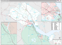 Craven County, NC Zip Code Wall Map Premium Style by MarketMAPS