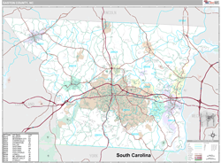 Gaston County, NC Wall Map Premium Style by MarketMAPS