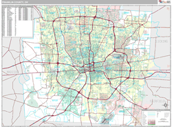 Franklin County, OH Wall Map Premium Style by MarketMAPS