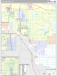 Cleveland County, OK Zip Code Wall Map Premium Style by MarketMAPS