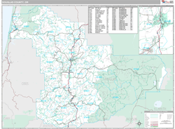 Douglas County, OR Wall Map Premium Style by MarketMAPS