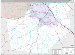 Montgomery County, TN Zip Code Wall Map Premium Style by MarketMAPS