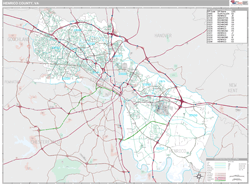 Henrico County, VA Zip Code Wall Map Premium Style by MarketMAPS