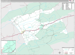 Smyth County, VA Zip Code Wall Map Premium Style by MarketMAPS