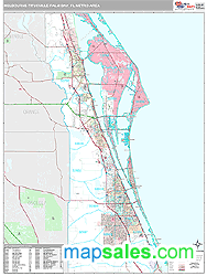 Melbourne-Titusville-Palm Bay, FL Metro Area Zip Code Wall Map Premium ...