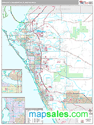 Sarasota-Bradenton, FL Metro Area Zip Code Wall Map Premium Style by ...