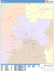 Dothan Alabama Wall Map (Color Cast Style) by MarketMAPS