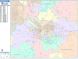 Montgomery Alabama Wall Map (Color Cast Style) by MarketMAPS