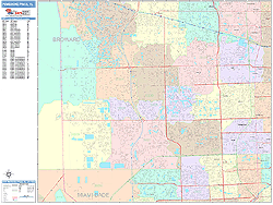 Pembroke Pines Florida Wall Map (Color Cast Style) by MarketMAPS