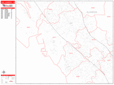 San Leandro California Zip Code Wall Map (Red Line Style) by MarketMAPS