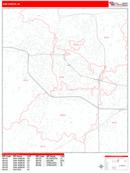 Ann Arbor Michigan Zip Code Wall Map (Red Line Style) by MarketMAPS