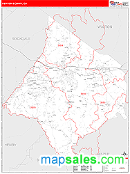 Newton County, GA Zip Code Wall Map Red Line Style by MarketMAPS