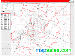 Allen County, IN Zip Code Wall Map Red Line Style by MarketMAPS