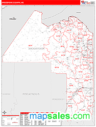 Aroostook County, ME Zip Code Wall Map Red Line Style by MarketMAPS