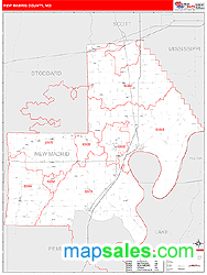 New Madrid County, MO Wall Map Red Line Style by MarketMAPS